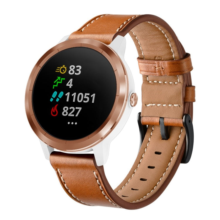 Fed Garmin Vivoactive 3 / Garmin Vivomove HR Ægte læder Rem - Brun#serie_1