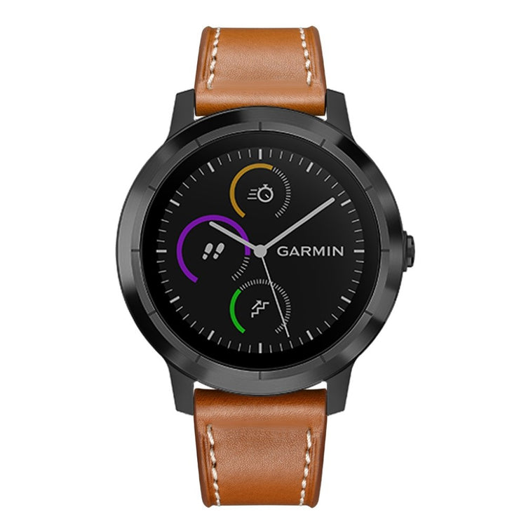 Fed Garmin Vivoactive 3 / Garmin Vivomove HR Ægte læder Rem - Brun#serie_1