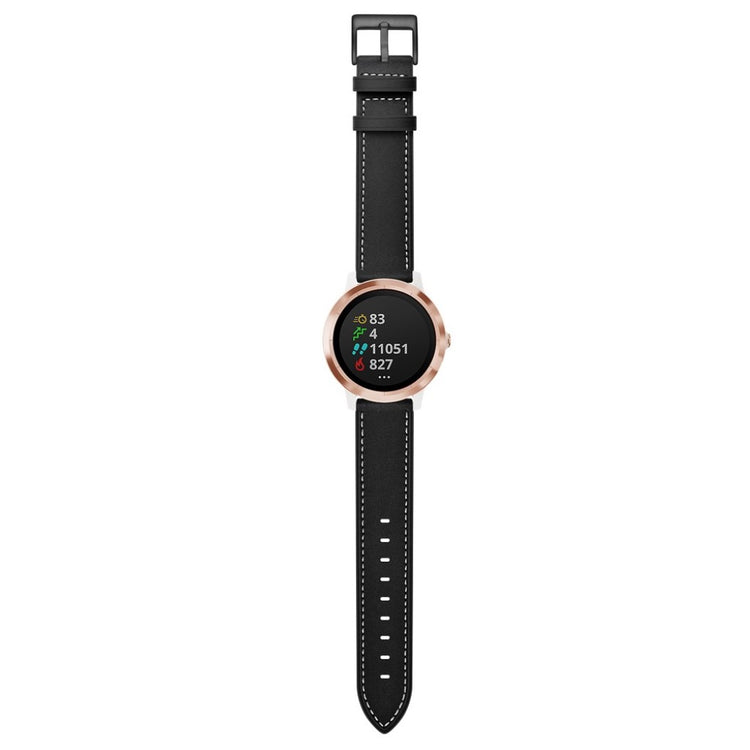 Fed Garmin Vivoactive 3 / Garmin Vivomove HR Ægte læder Rem - Sort#serie_2