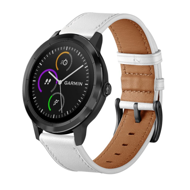 Fed Garmin Vivoactive 3 / Garmin Vivomove HR Ægte læder Rem - Hvid#serie_3