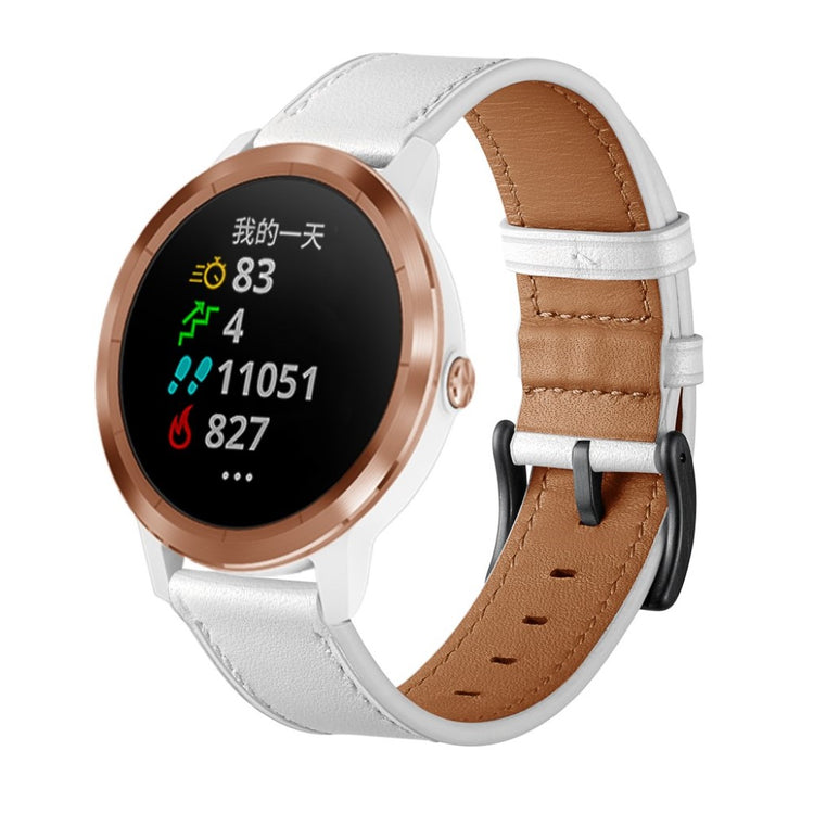 Fed Garmin Vivoactive 3 / Garmin Vivomove HR Ægte læder Rem - Hvid#serie_3