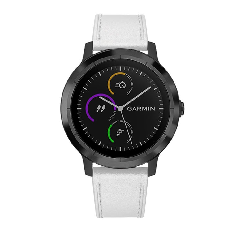 Fed Garmin Vivoactive 3 / Garmin Vivomove HR Ægte læder Rem - Hvid#serie_3