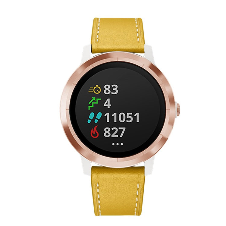 Fed Garmin Vivoactive 3 / Garmin Vivomove HR Ægte læder Rem - Gul#serie_5