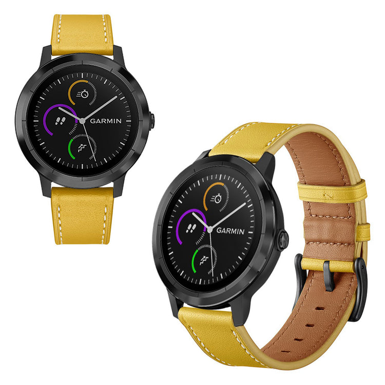 Fed Garmin Vivoactive 3 / Garmin Vivomove HR Ægte læder Rem - Gul#serie_5