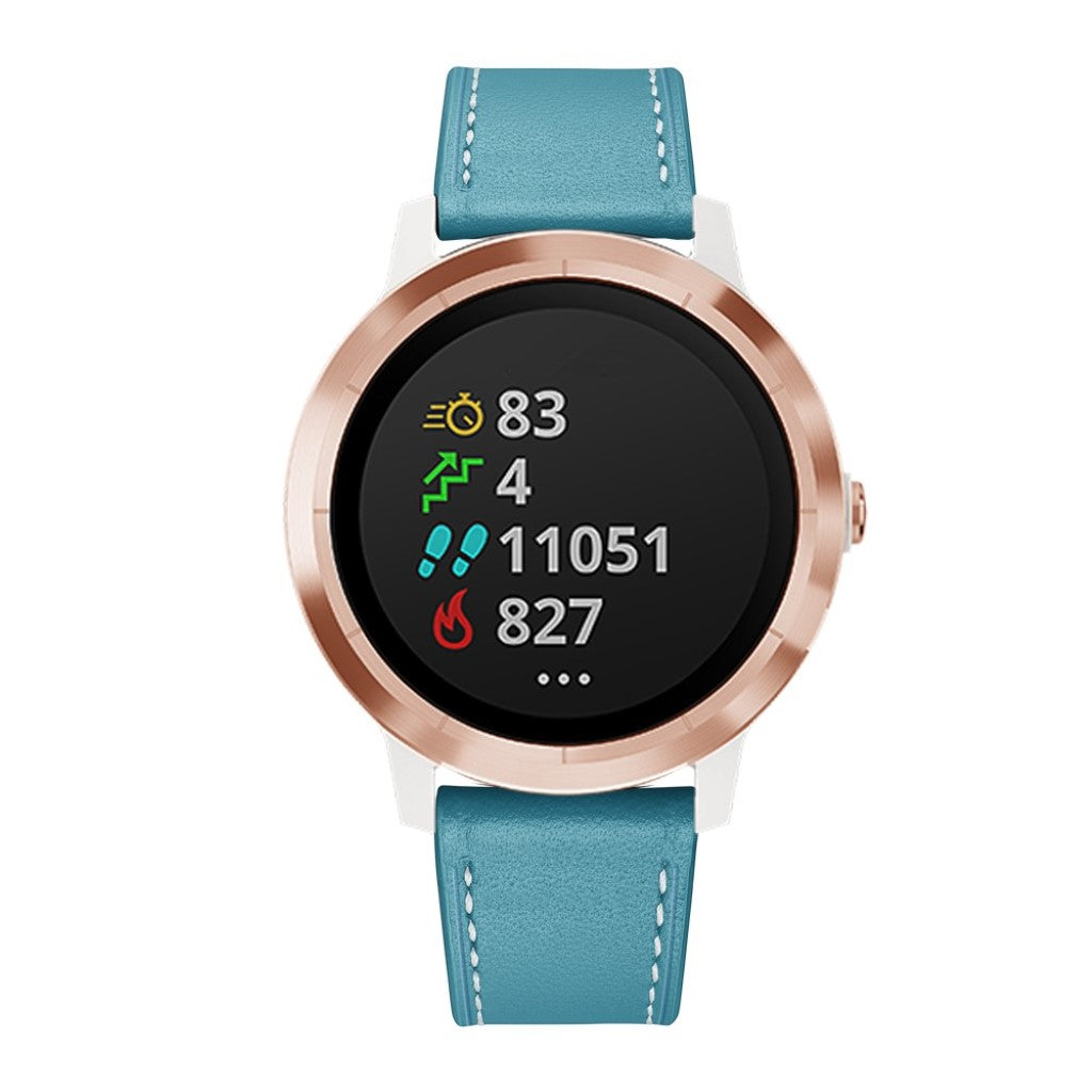 Fed Garmin Vivoactive 3 / Garmin Vivomove HR Ægte læder Rem - Blå#serie_6