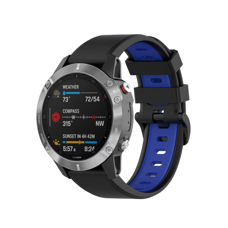 Superflot Garmin Fenix 6 / Garmin Fenix 5 Silikone Rem - Sort#serie_1