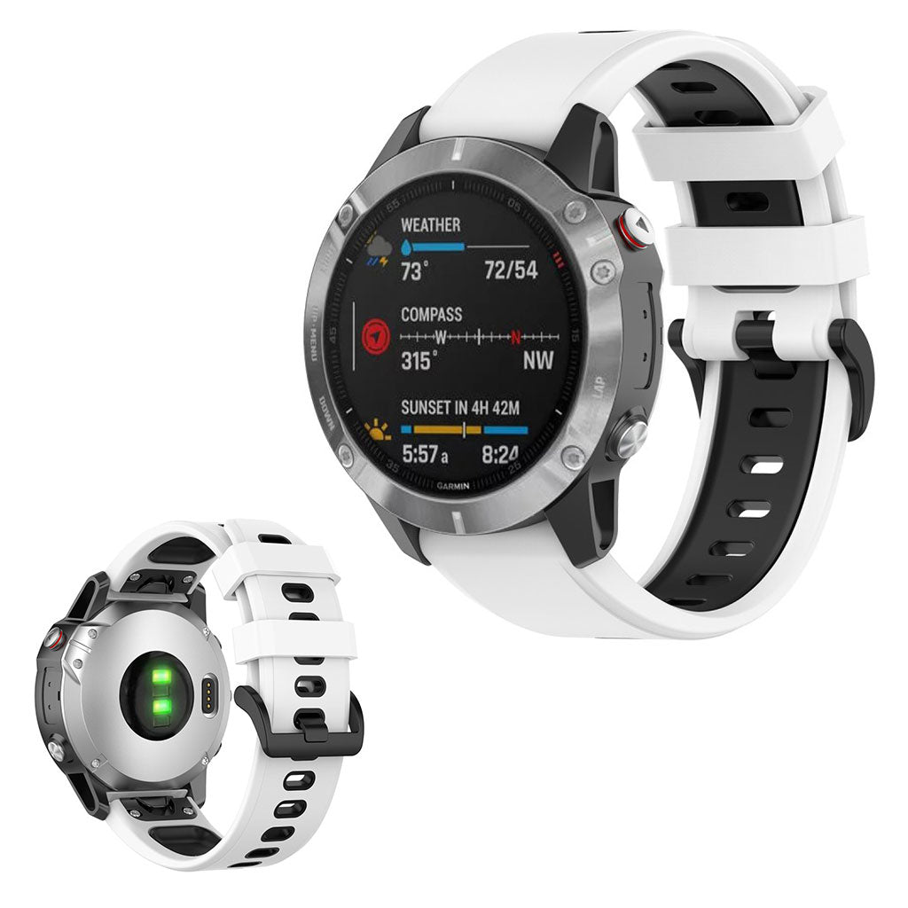 Superflot Garmin Fenix 6 / Garmin Fenix 5 Silikone Rem - Hvid#serie_2