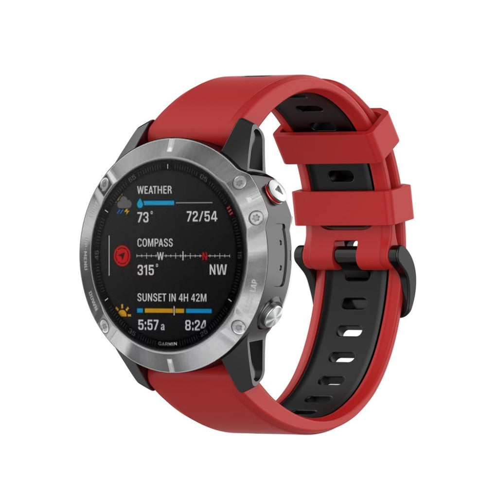 Superflot Garmin Fenix 6 / Garmin Fenix 5 Silikone Rem - Rød#serie_6