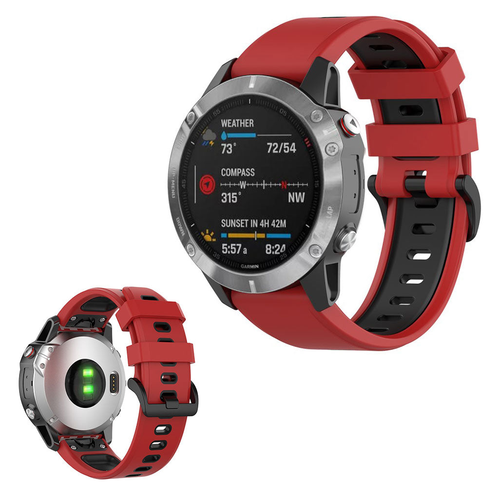 Superflot Garmin Fenix 6 / Garmin Fenix 5 Silikone Rem - Rød#serie_6