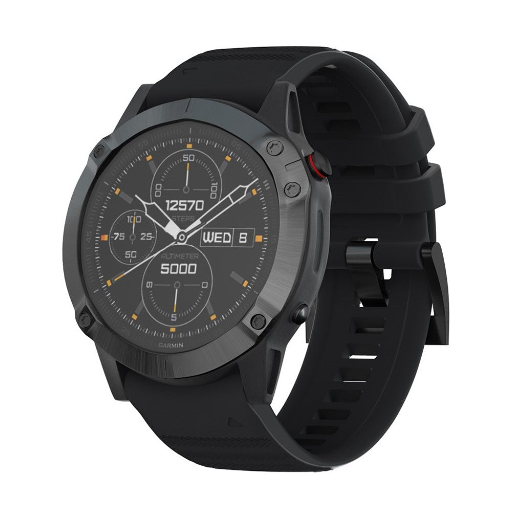 Kønt Garmin Fenix 6X Pro / Garmin Fenix 6X Silikone Rem - Sort#serie_1