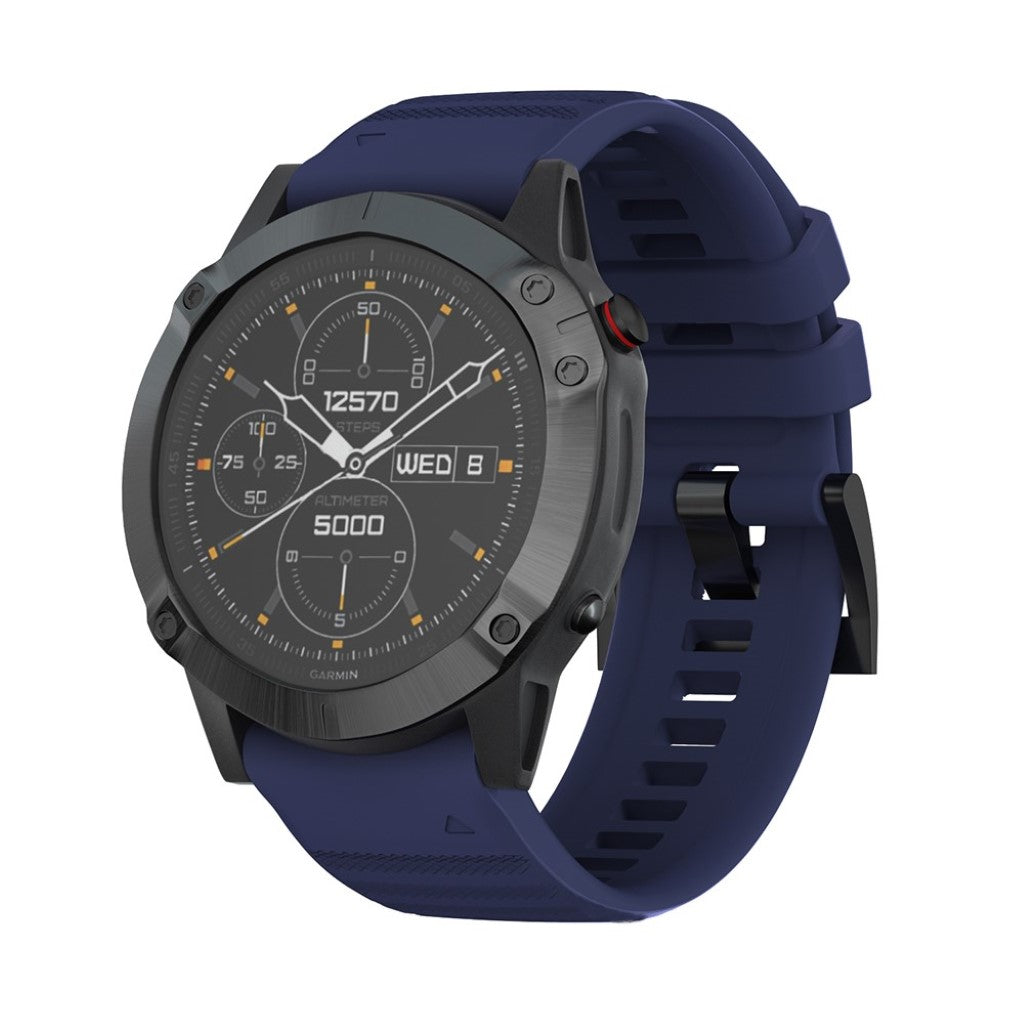 Kønt Garmin Fenix 6X Pro / Garmin Fenix 6X Silikone Rem - Blå#serie_10