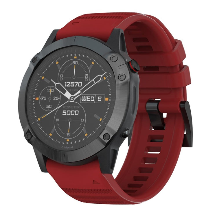 Kønt Garmin Fenix 6X Pro / Garmin Fenix 6X Silikone Rem - Rød#serie_3