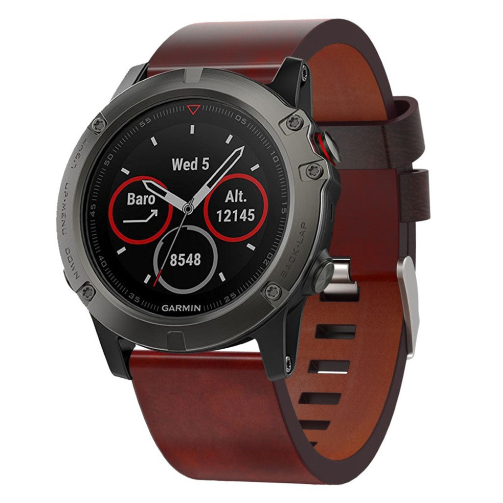 Smuk Garmin Fenix 5X / Garmin Tactix Charlie Kunstlæder Rem - Brun#serie_026