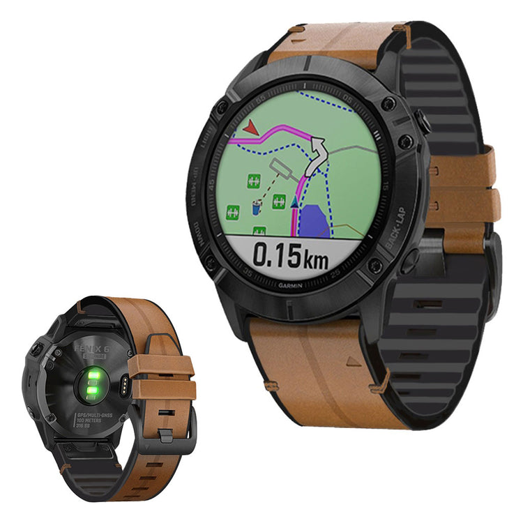 Meget nydelig Universal Garmin Kunstlæder og Silikone Rem - Brun#serie_4