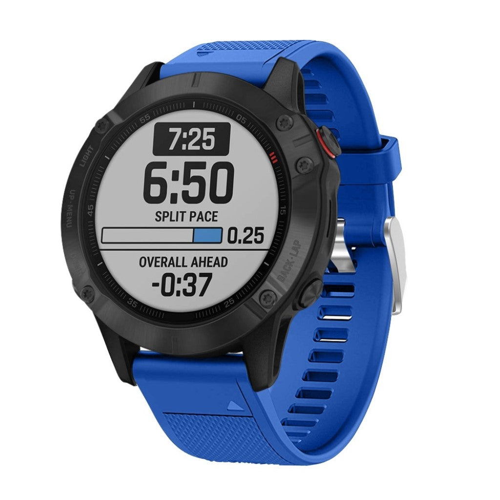 Meget fed Garmin Fenix 6 Silikone Rem - Blå#serie_10