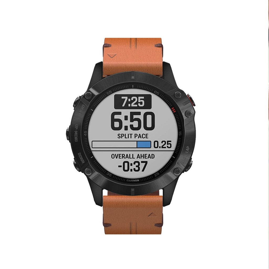 Flot Garmin Fenix 6 Ægte læder Rem - Brun#serie_2